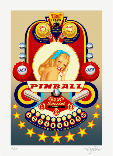 Terry Pastor - Pinball-O-Rama- Giclee Print