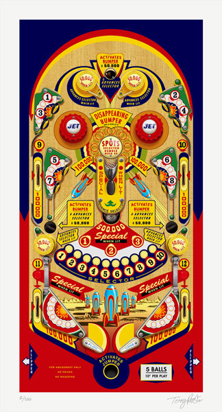 Terry Pastor - Rocket Pinball - Giclee Print